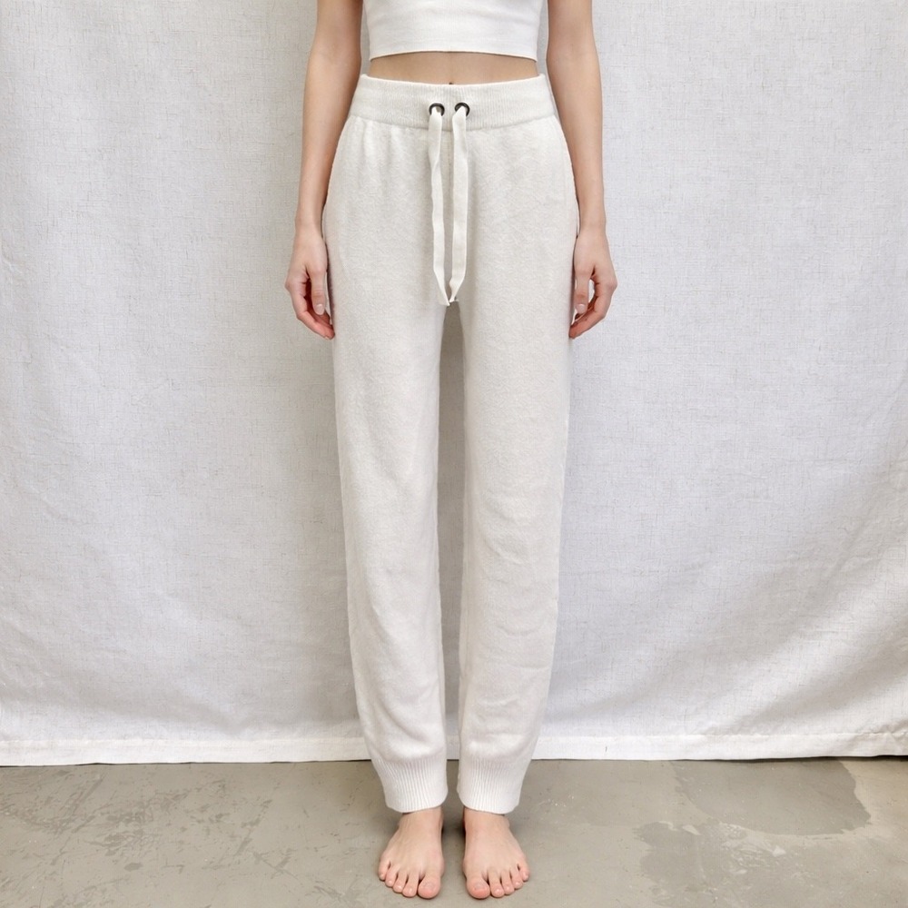 Zara‎ Cream Soft Fuzzy Knit Joggers Drawstring Waist Lounge Pants Size Small